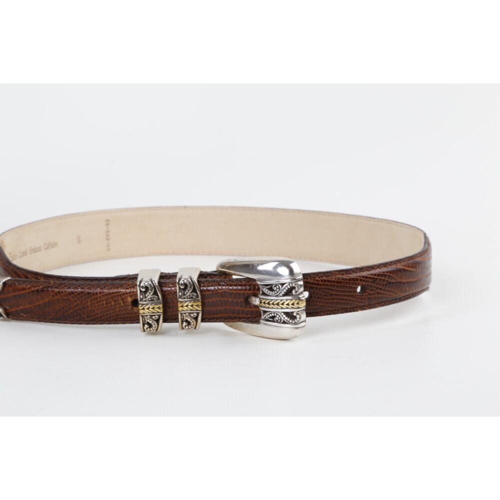 Arden Leather Co Belt Lizard Embossed Italian Leather Vintage Classic Brown Sz S